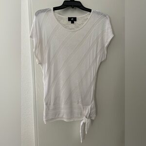 IZ Byer Light Ivory Short Sleeve Lacey Back Top. Size Small